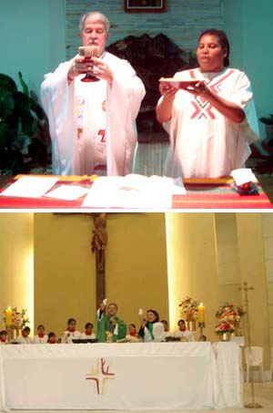 Women participating in the consecration in Brazil